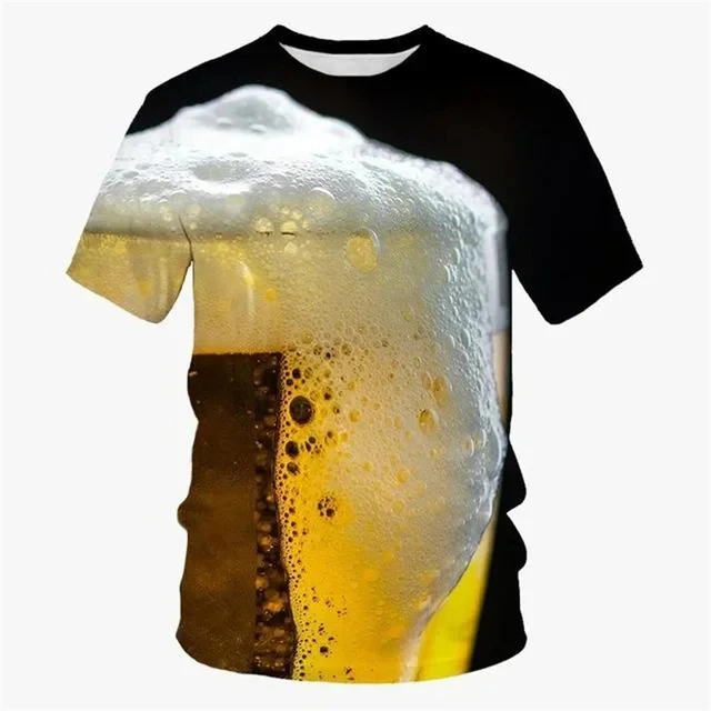 Fun 3D Wine Printed T-shirt Men's Personalized Beer Festival Pattern T-shirt Casual Short Sleeve Summer T-shirt Top