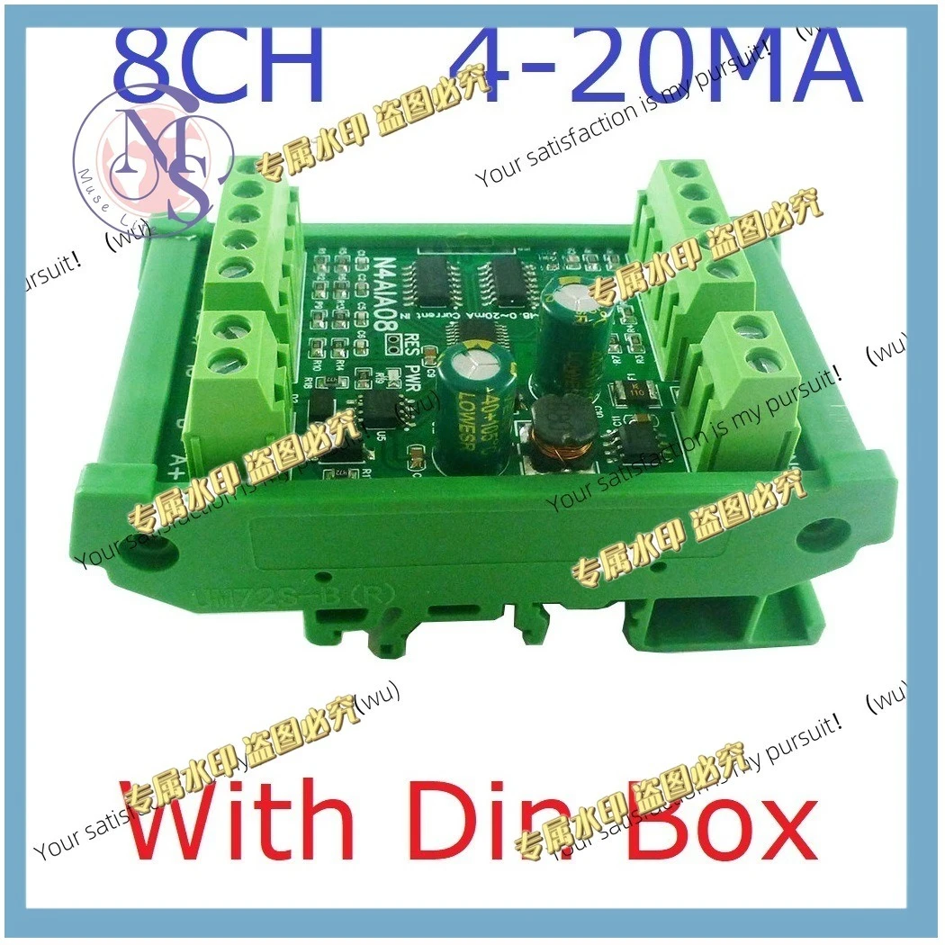 ​8 Channel 4-20MA to RS485 Current Analog Input Collector MODBUS RTU Board DC 7-25V for PT100 K Thermocouple Pressure Sensor