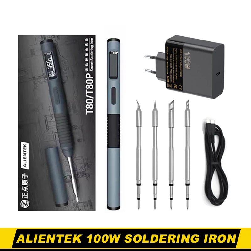 ALIENTEK-soldador eléctrico T80P, 100W, pantalla Digital ajustable, sueño automático, herramienta de reparación de soldador de precisión BGA