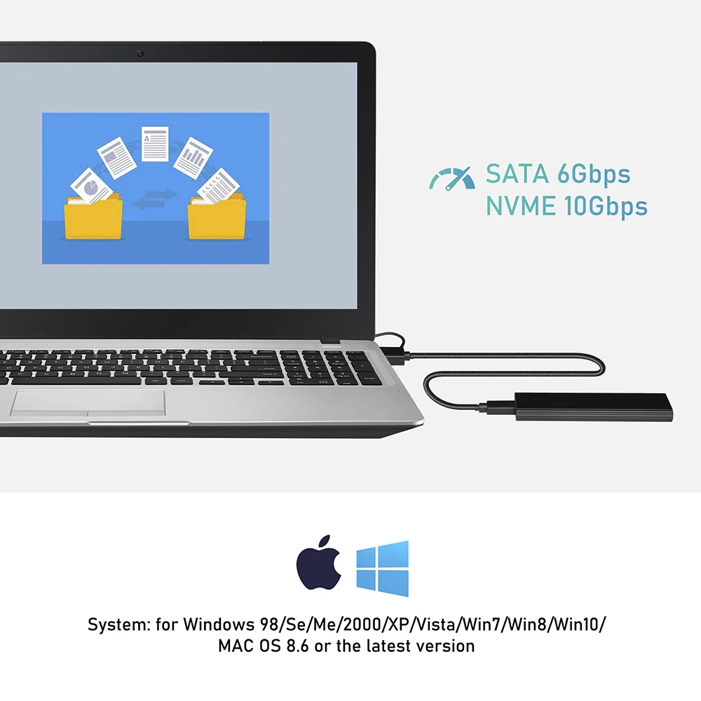 M.2 SSD Case NVMe Enclosure M.2 To USB3.1 SSD Adapter For NVME PCIE NGFF SATA M/B Key 2230/2242/2260/2280 RTL9210B Dual Protocol