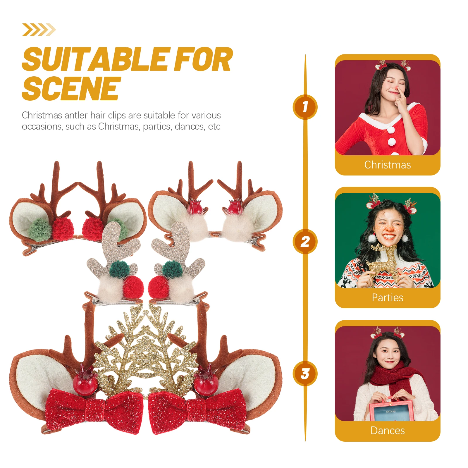 4 ペアのヘラジカの角ジュエリー鹿の角クリスマスヘアクリップ女性用トナカイをテーマにした装飾品アクセサリーと結婚式用