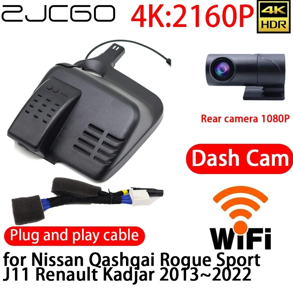 

ZJCGO 4K DVR Dash Cam Wifi Front Rear Camera 24h Monitor for Nissan Qashqai Rogue Sport J11 Renault Kadjar 2013~2022