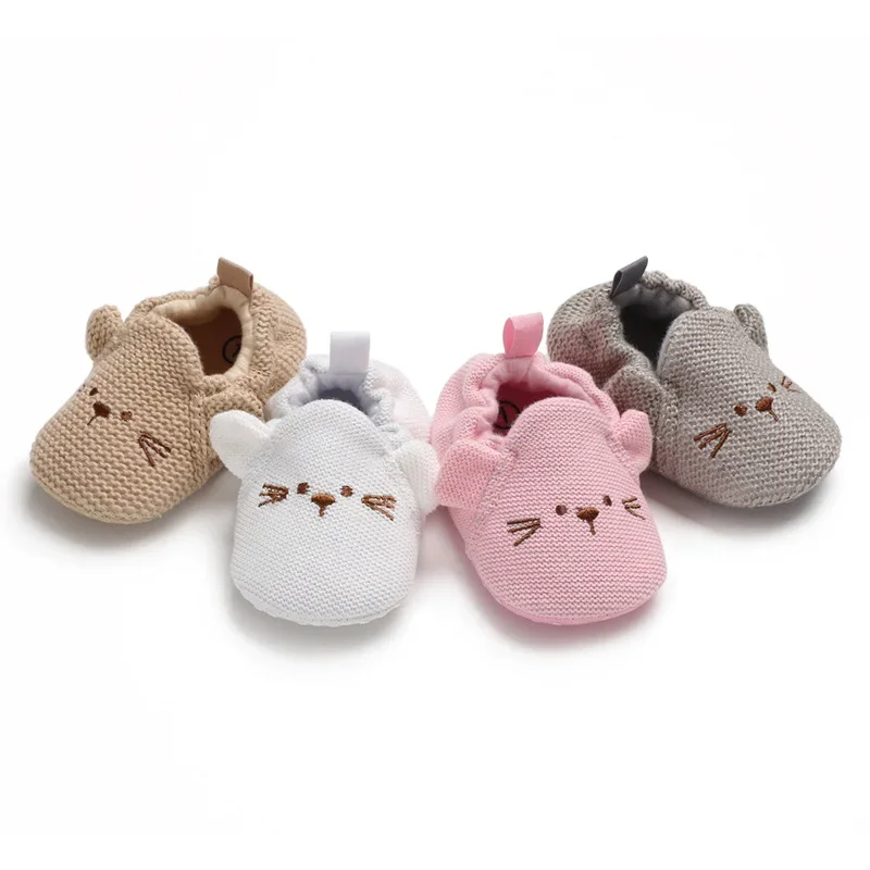 Meckior pantofole per bambini Casual Baby Boy Girl Knit culla scarpe Cartoon Soft Sole antiscivolo Prewalker rettili Toddler Baby Shoes