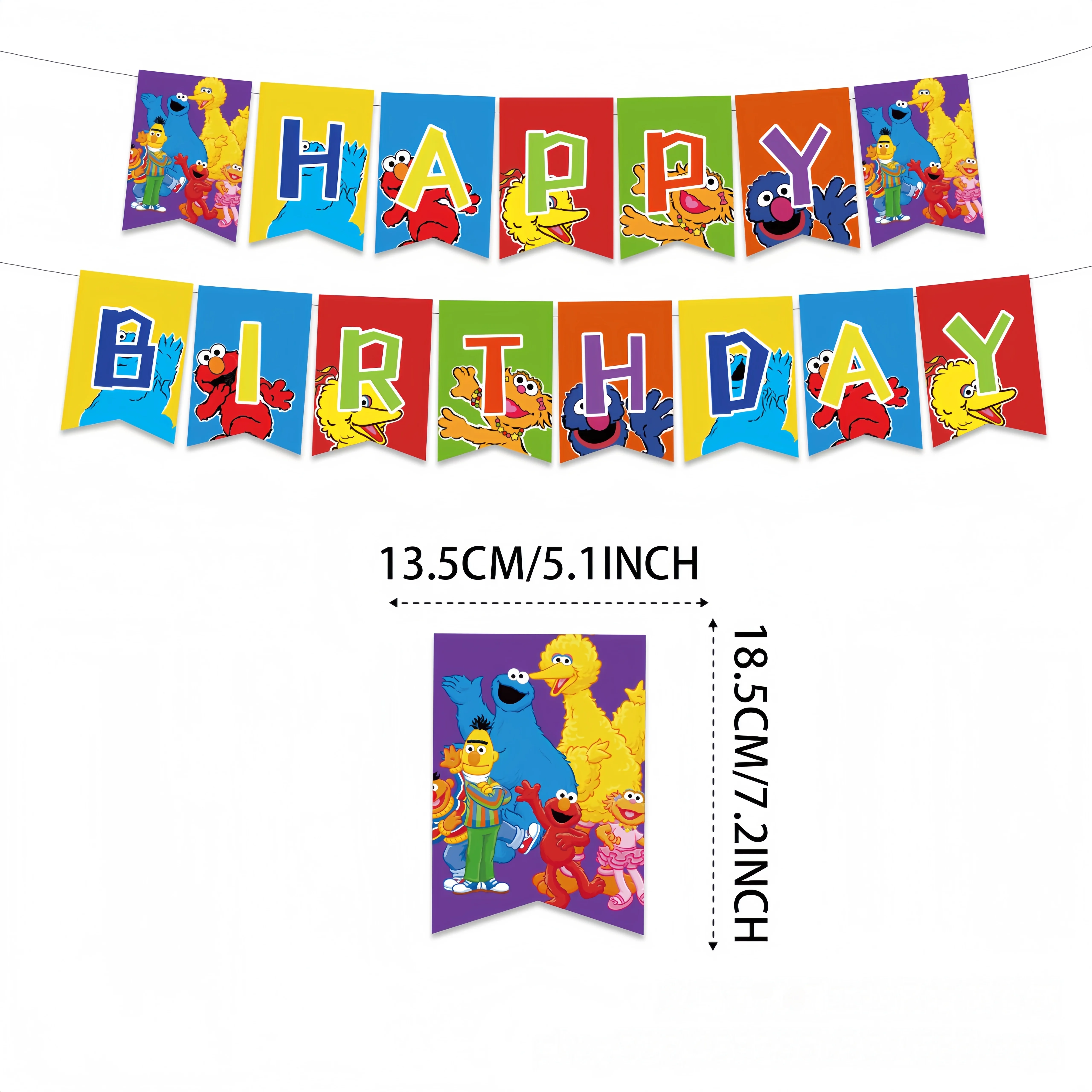 Sesames Cartoon Streeted Geburtstagsparty Dekoration Geburtstagsballon Tischdecke Becher Teller Kuchenform Baby-Shower Kinderparty Zubehör – Detail 6