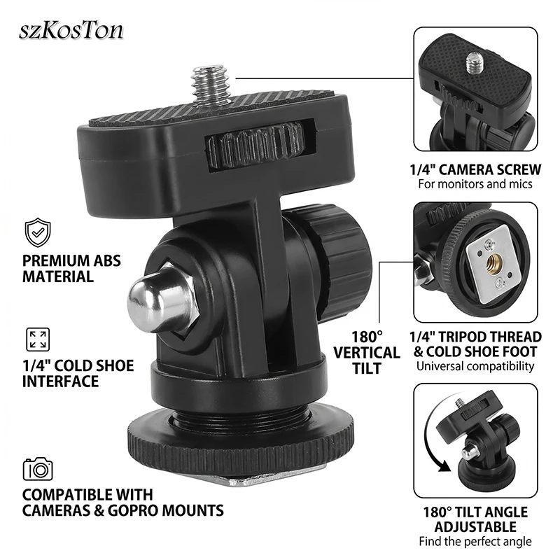 Camera Hot Shoe Phone Mount Adapter Clip Holder Monitor Flexible Tripod Frame for iPhone Samsung Canon Nikon Sony DSLR Camera