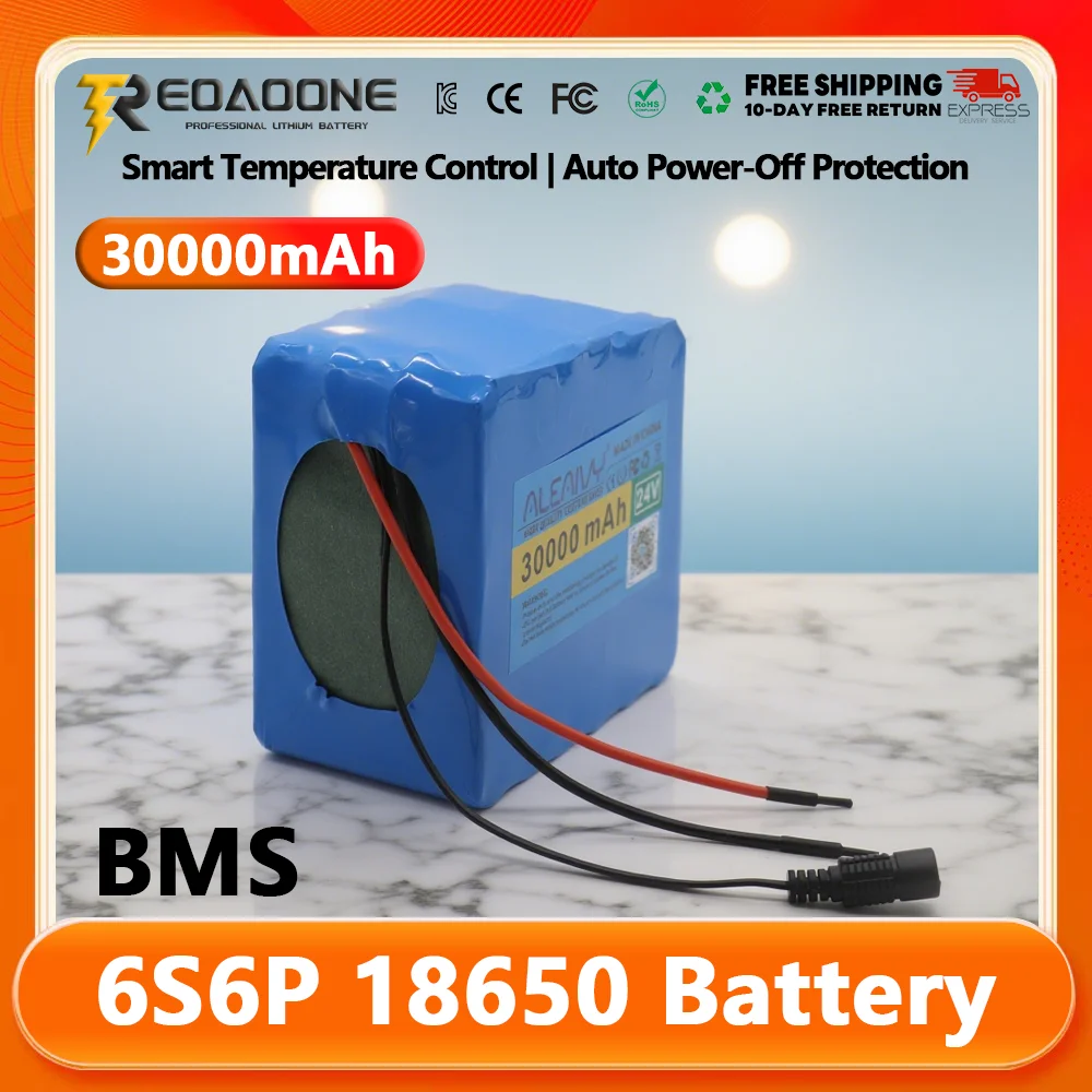 

100% NEW 24V 6S6P 30000mAh 18650 built-in BMS battery pack, 25.2V wheelchair cutting machine, electric mobility tool battery