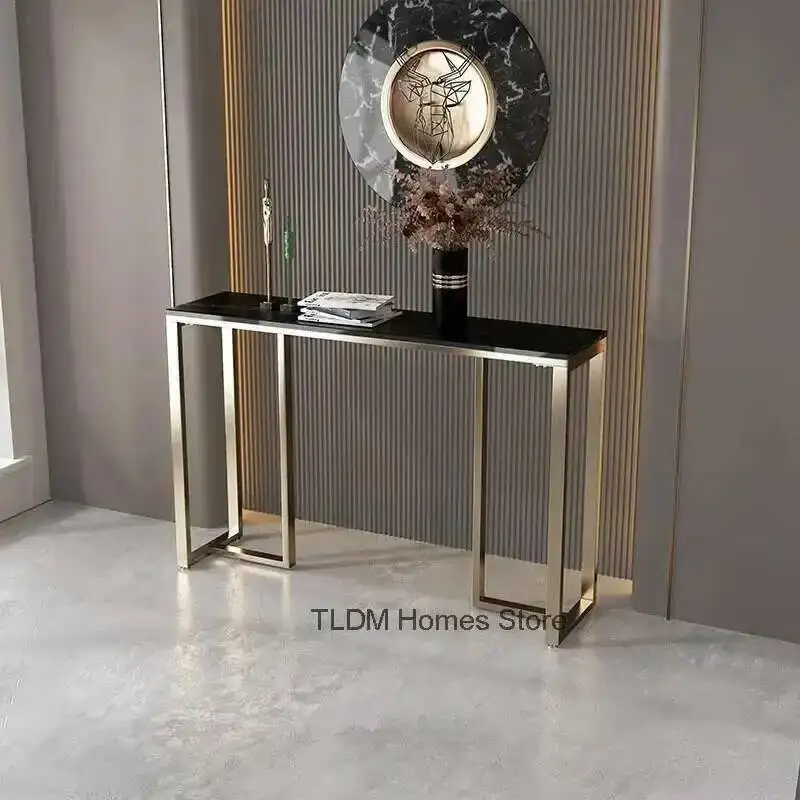 

Hallway Slab Console Tables for Nordic Rock Household Entry Console Table Light Luxury Wrought Iron Hotel Corridor Hallway Table