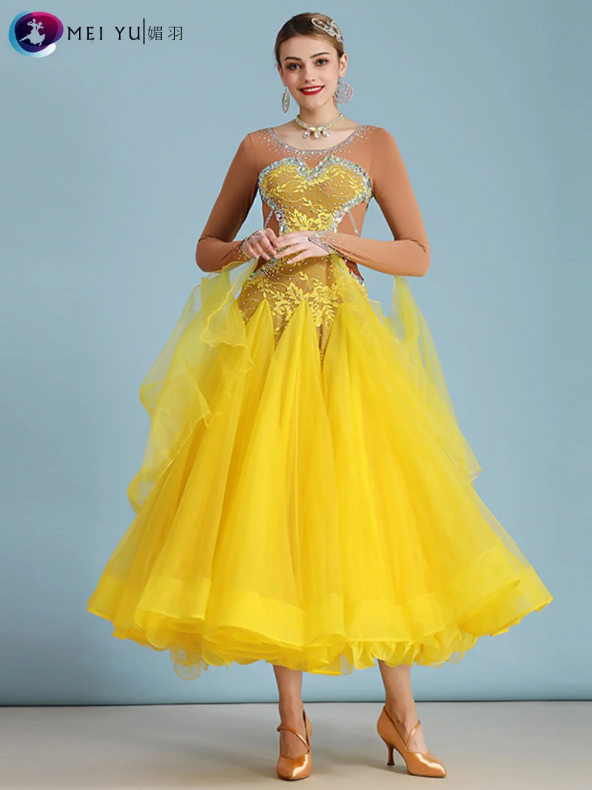 Robe de danse moderne incrustée de diamants, Costume de spectacle pour salle de bal, vêtements de compétition, My828, nouvelle collection 2025