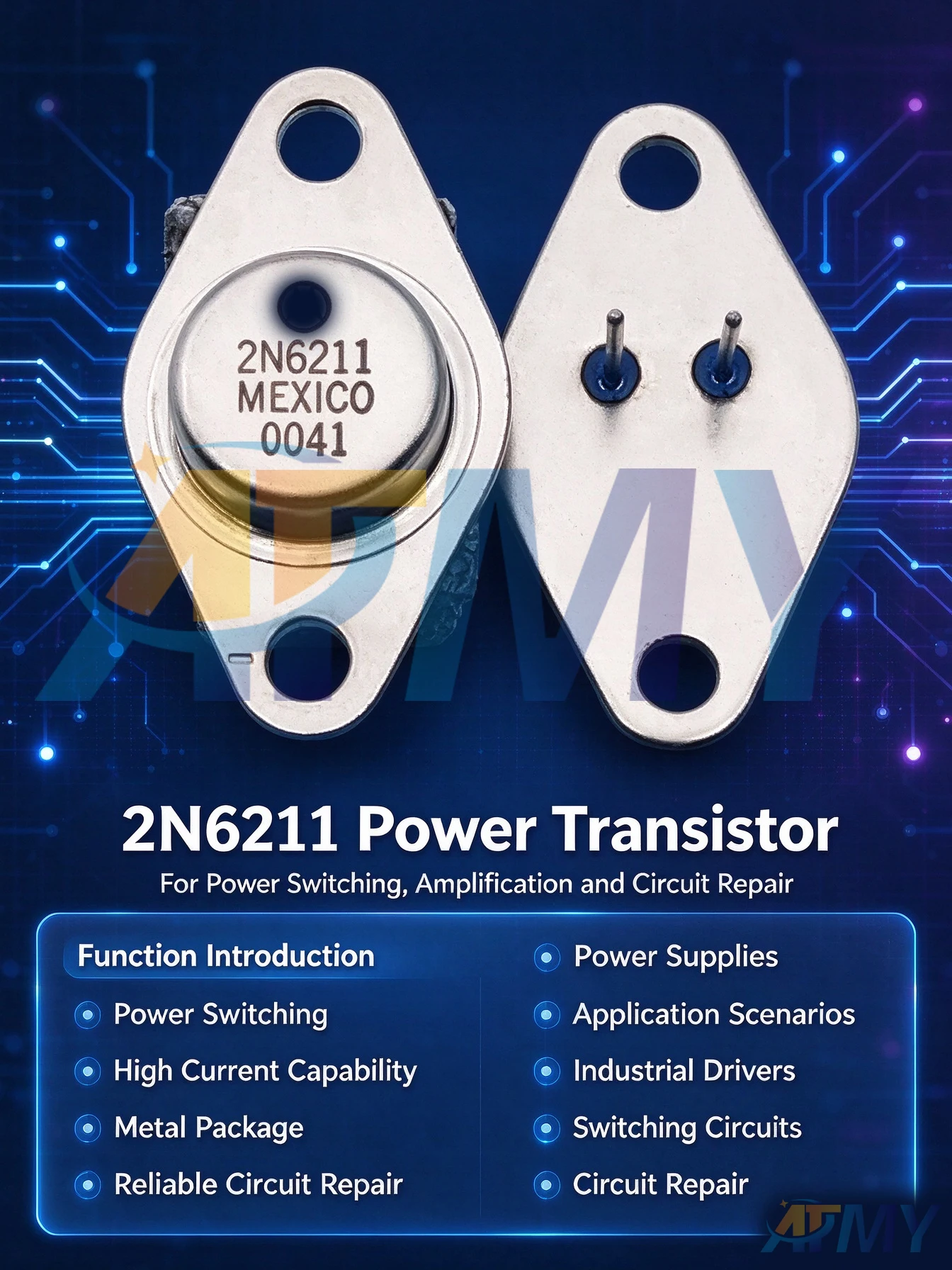 2N6211 2N3583 2N6274 2N6275 2N6276 2N6277 High-current NPN high-power transistor TO-3