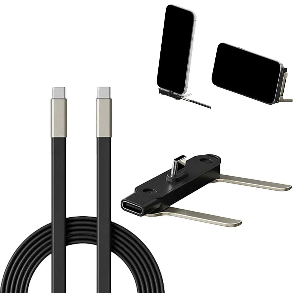 240W Type C Fast Charging Cable 360° Rotating Detachable Charger Cable with Phone Holder Stand For IPhone Samsung