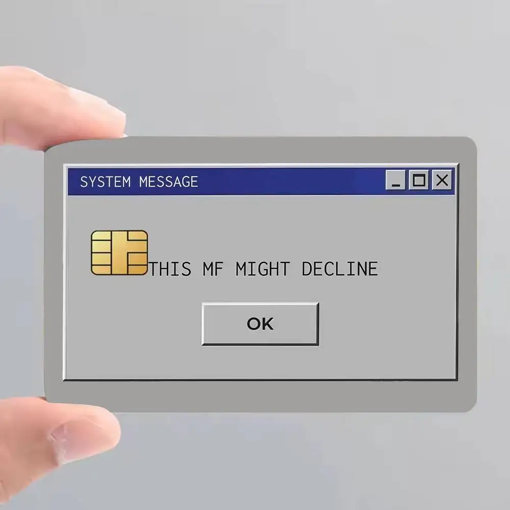 System Messagethis Mf Might Decline Film Skin Cover Credit Card Stickers 4PCS Debit Front Decoration Bank Bus Pass Waterproof