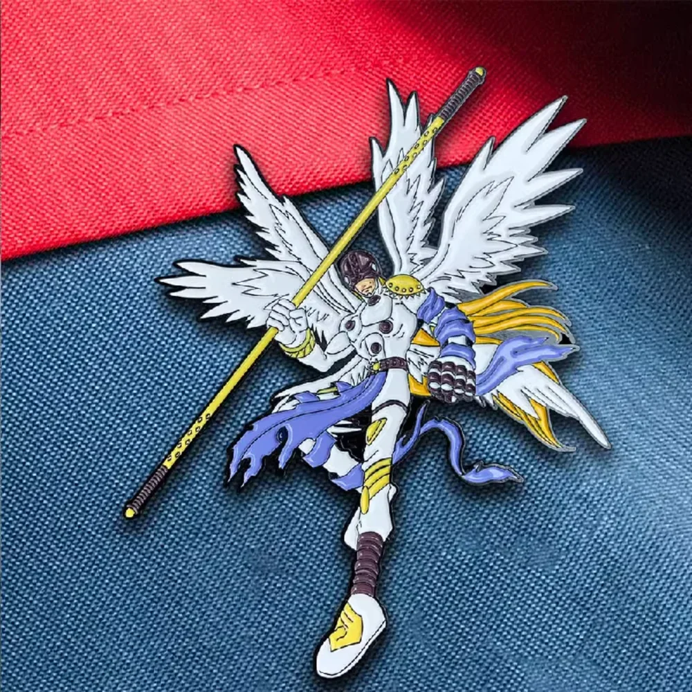

Cartoon Anime Digimon Figure Angemon Painted Pins Badge Brooch Figure Fashion Ornament Pins Brooches on Clothes Accessories Gift