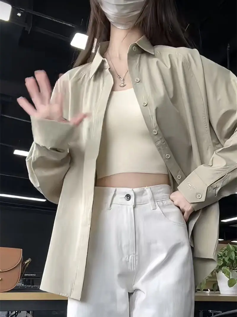 Design-sensual Niche Shirt Jacket for Women Spring and Summer New Embroidered Retro Casual Loose Long-sleeved Sunscreen Shirt