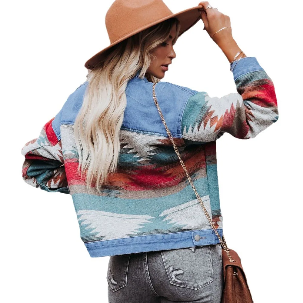 

Waed Denim ort Jaet for Women Autumn New Sle Color Blo Loose Fit Cotton 00% Long Sve Youth Faion