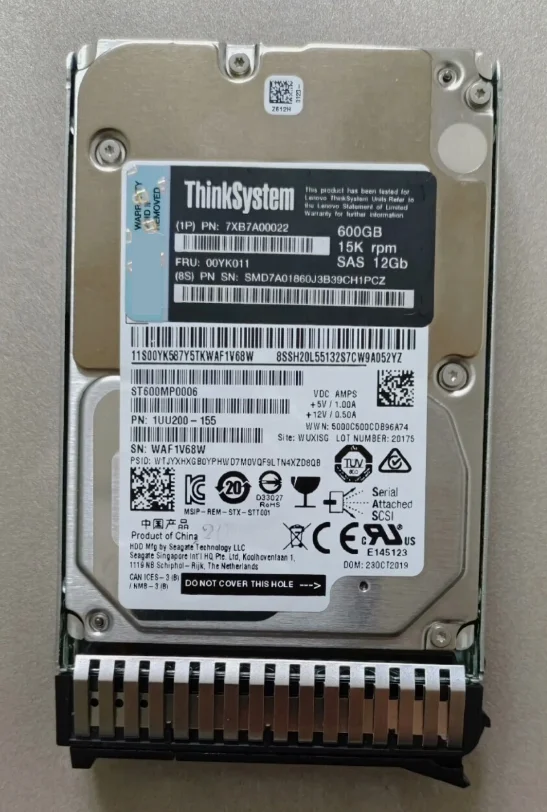for Lenovo 7XB7A00039 00YK028 600G 15K SAS 12Gb SR650 SR550Hard disk With bracket