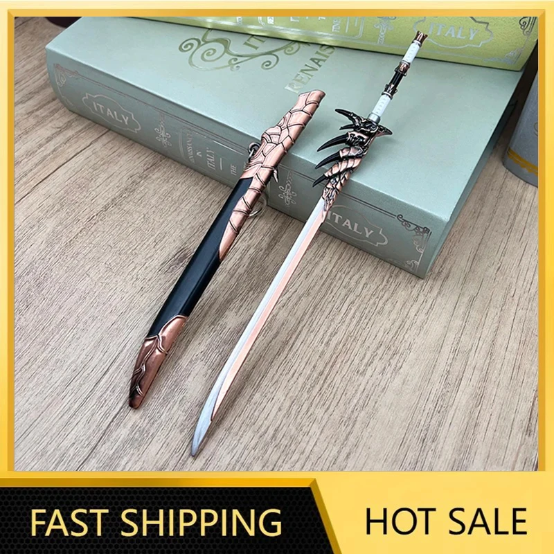 22 cm Rathalos Lange Blade Sleutelhanger Wyvern Zwaard Bloed Monster Wapen Hunter Game Perifere Zwaard met Schede Model Decoratie