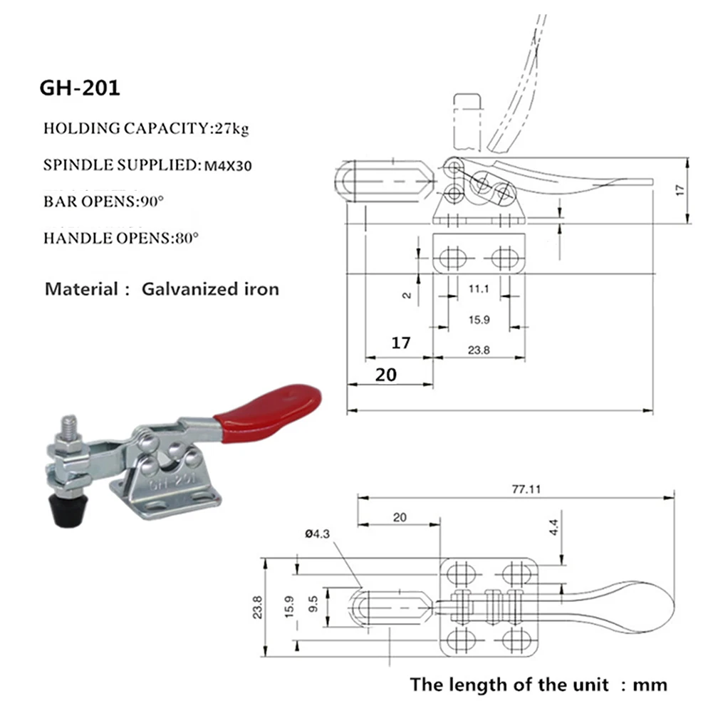 Quick Release Toggle Clamp Horizontale machinebediening Rots-Solid Grip Plaatwerk vasthouden Gereedschap