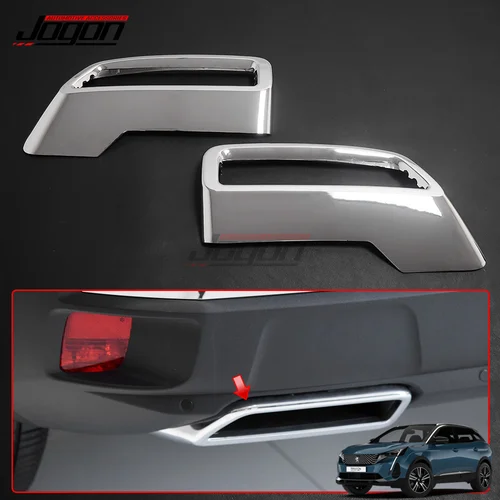 2 uds cubierta de escape trasera cromada para coche para Peugeot 3008 5008 T87 2017 - 2019 tubo final decoración Exterior de coche accesorios embellecedores
