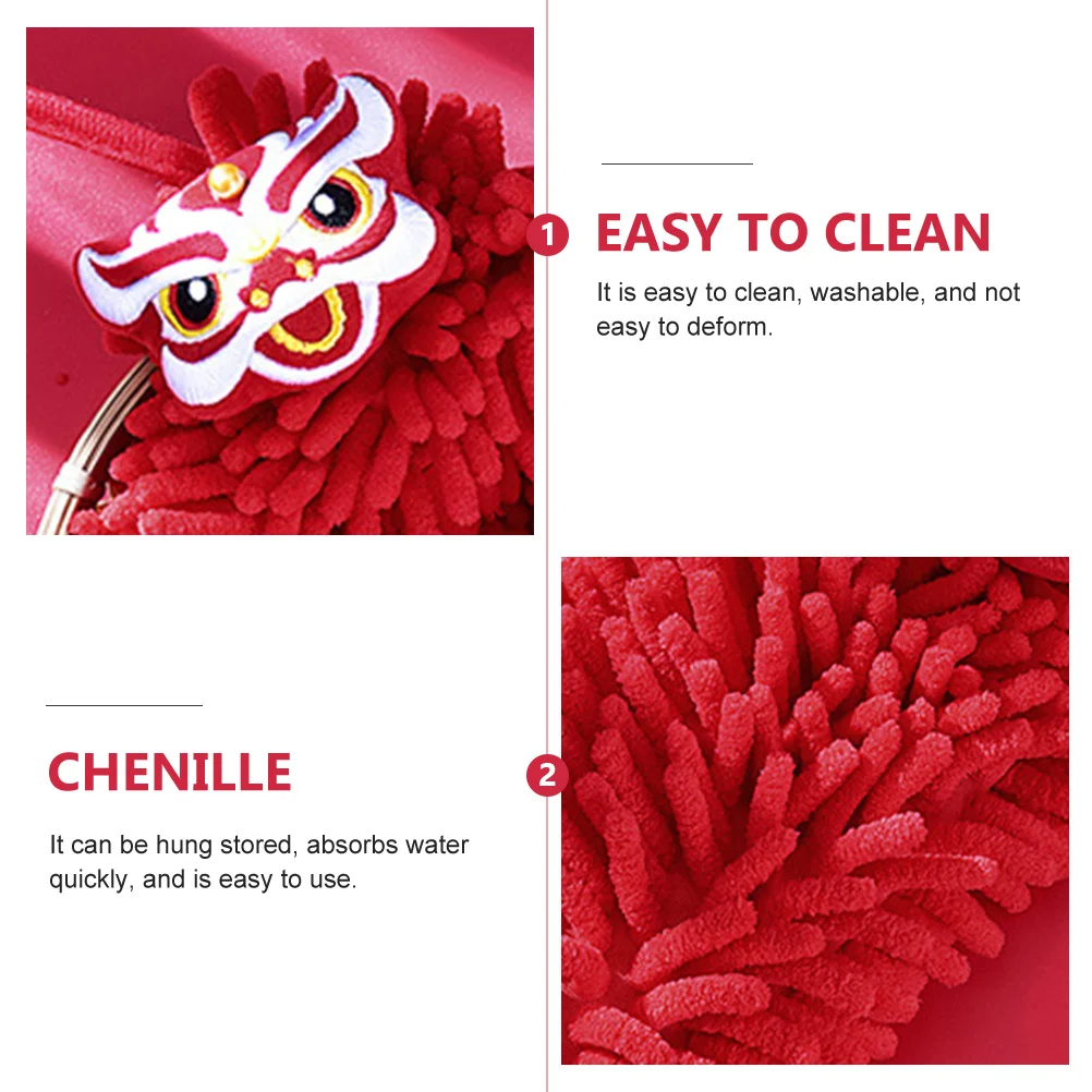 الإبداعية معلقة منشفة اليد الحمراء التجفيف السريع الحمام المطبخ ماصة للماء الشنيل مسح منشفة اليد منشفة ماصة للماء ، #1