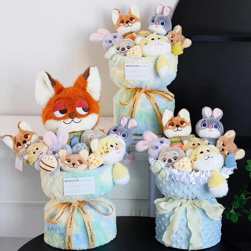

Nick and Judy Plush Toy Bouquet – Cute Cartoon Animal Figures, Ready-Made Flower Bouquet, Perfect Birthday and Christmas Gift