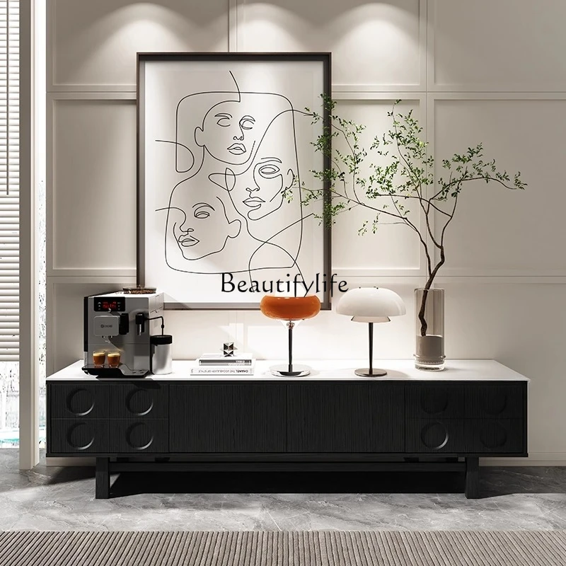 

Retro slate solid wood TV cabinet Simple modern Internet celebrity living room Italian solid wood floor cabinet