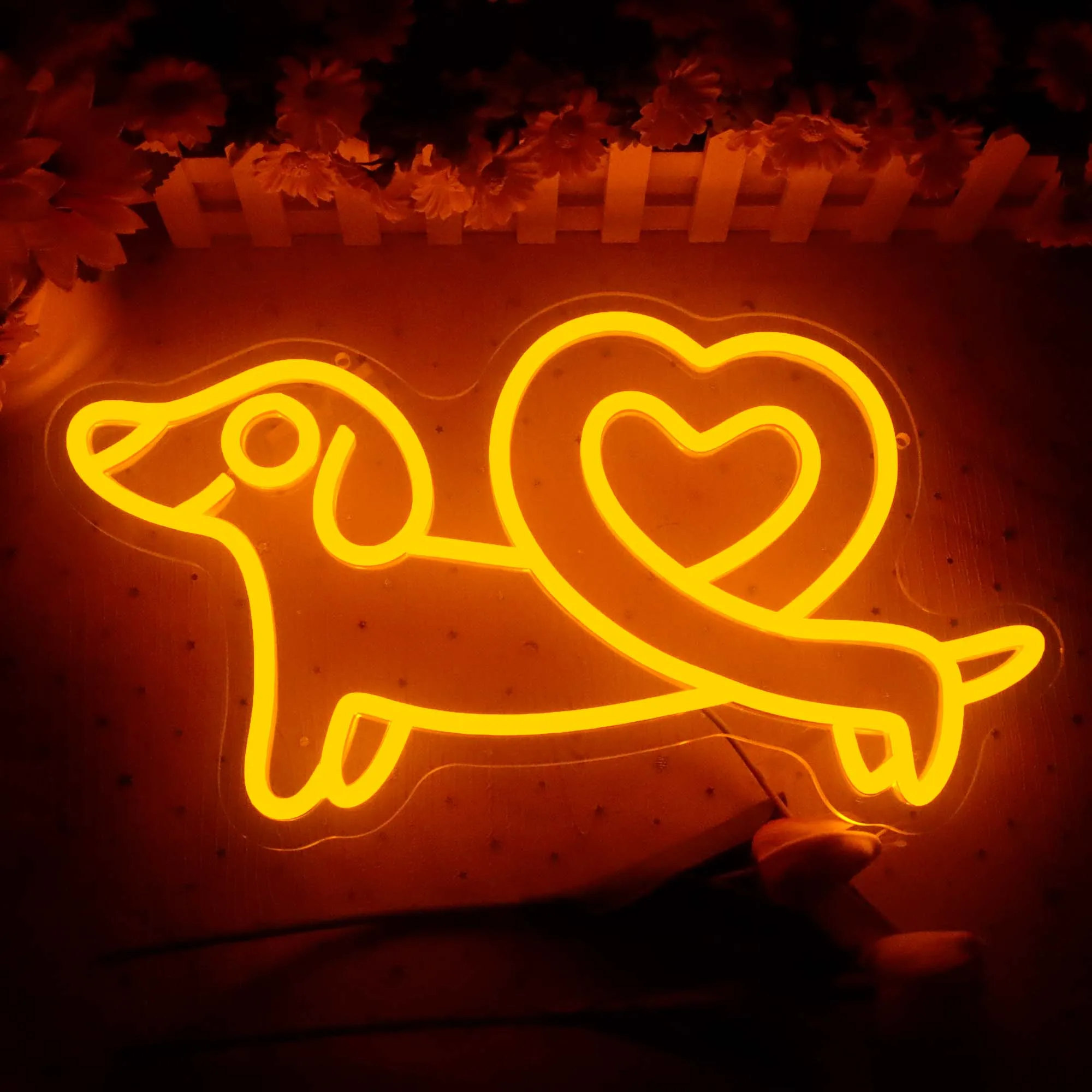 Imagem -02 - Sinal do Cão do Dachshund em Forma de Coração Cão Led Neon Badger Dog Lights Sinal de Néon Personalizado