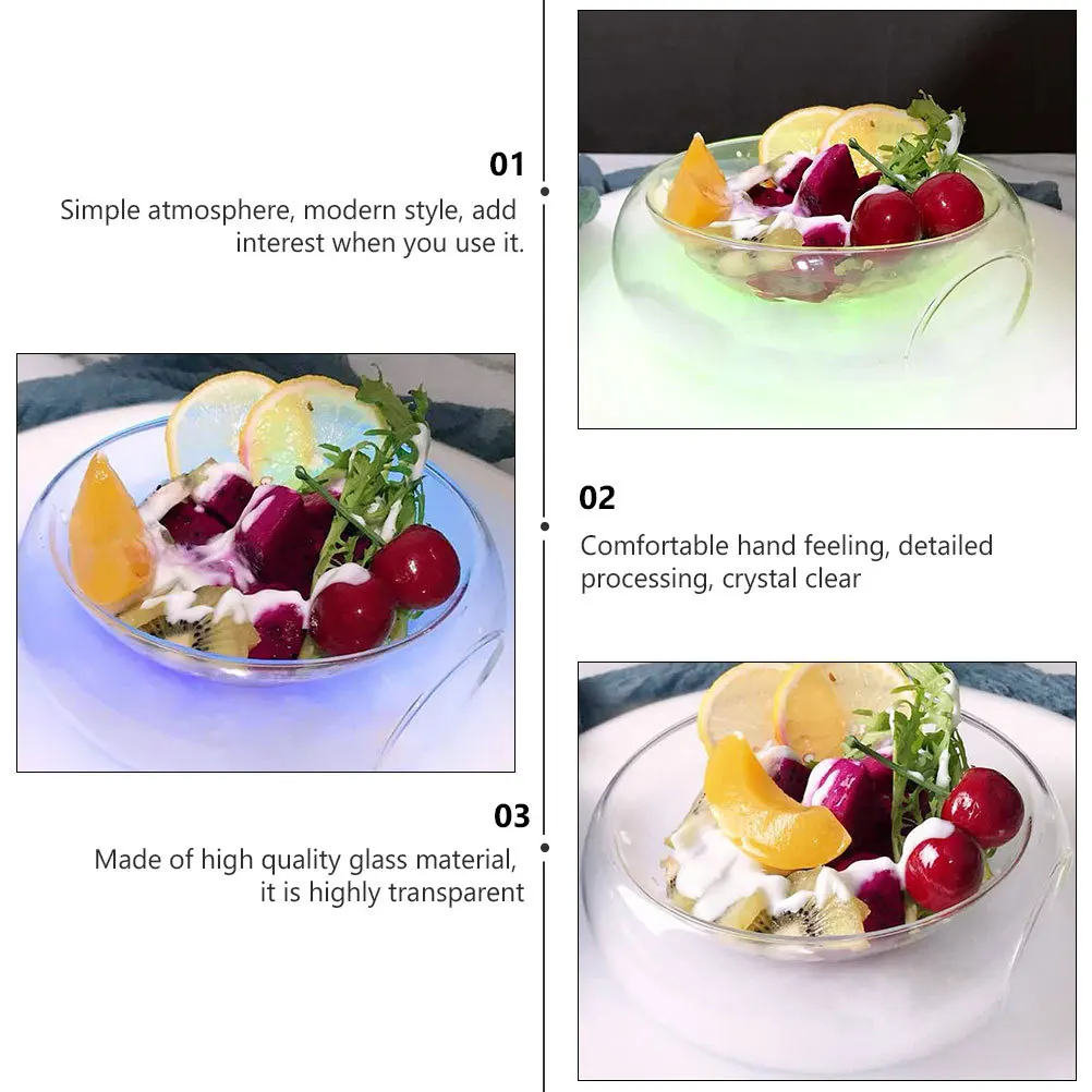 

Creative Glass Bowl Transparent Heat-Resistant Salad Fruit Vegetable Container Modern Style Delicate Hand Feeling