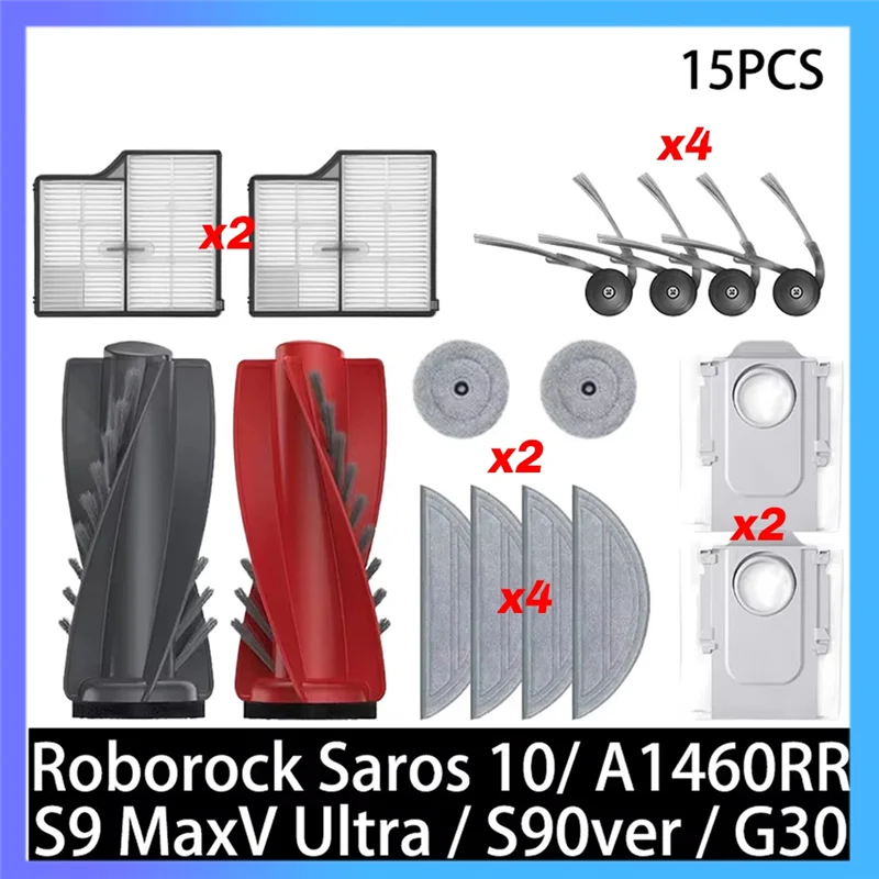 AB13-para roborock saros 10/a1460rr s9 maxv ultra/s90ver g30 kit de peças de vácuo-rolo principal escova lateral filtro hepa mop pano poeira b
