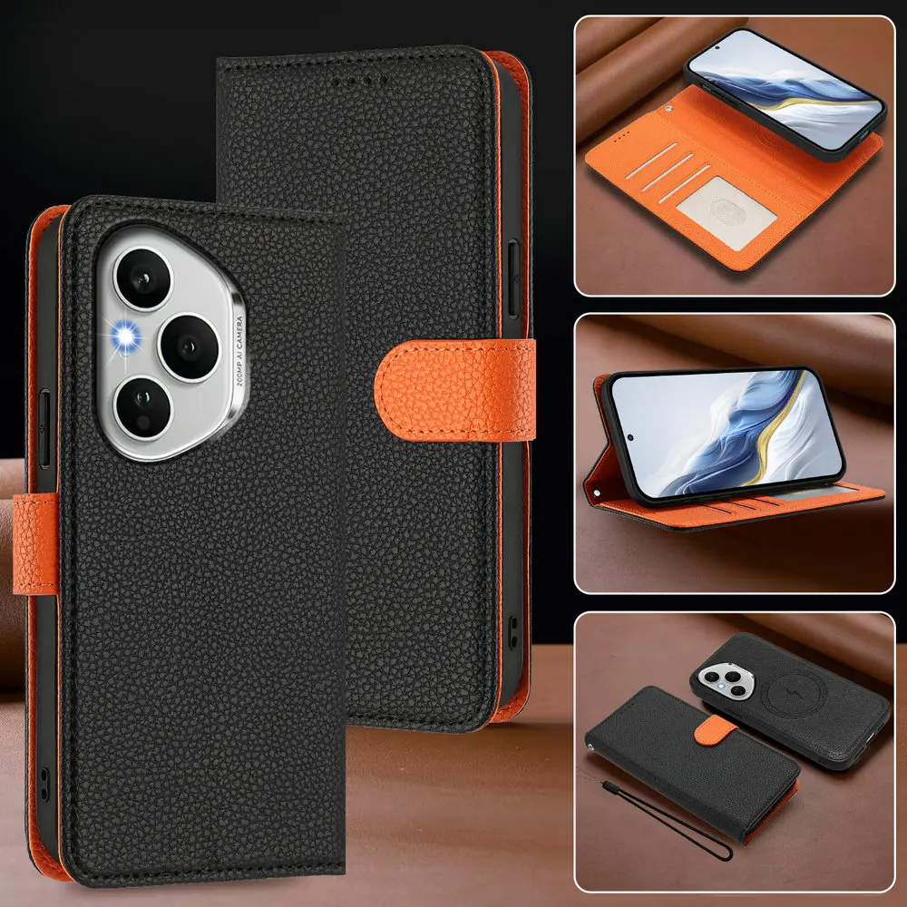 

For Huawei Honor 400 Pro 5G Detachable Leather Wallet Case Honor 200 Pro 90 Smart X8C X9B X8B X7B X6B 400 Magic 6 Lite Cover