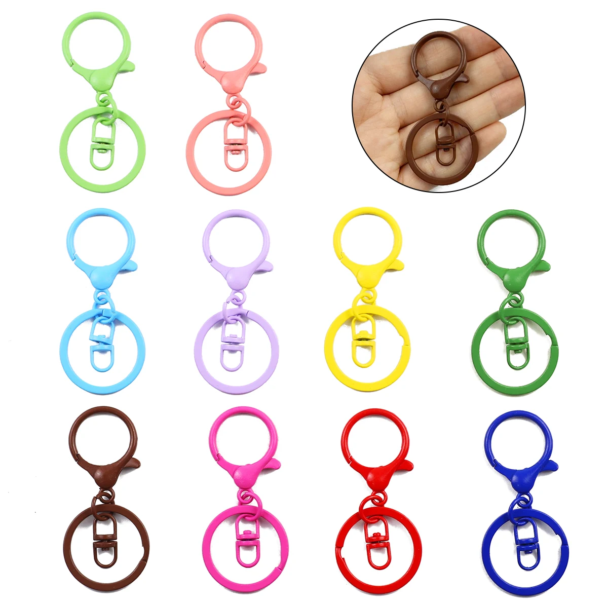 5pcs 24x66mm Colorful Alloy Lobster Clasp Keyring Ring Hook Connectors For DIY Toy Doll Bags Keychain Jewelry Making Findings