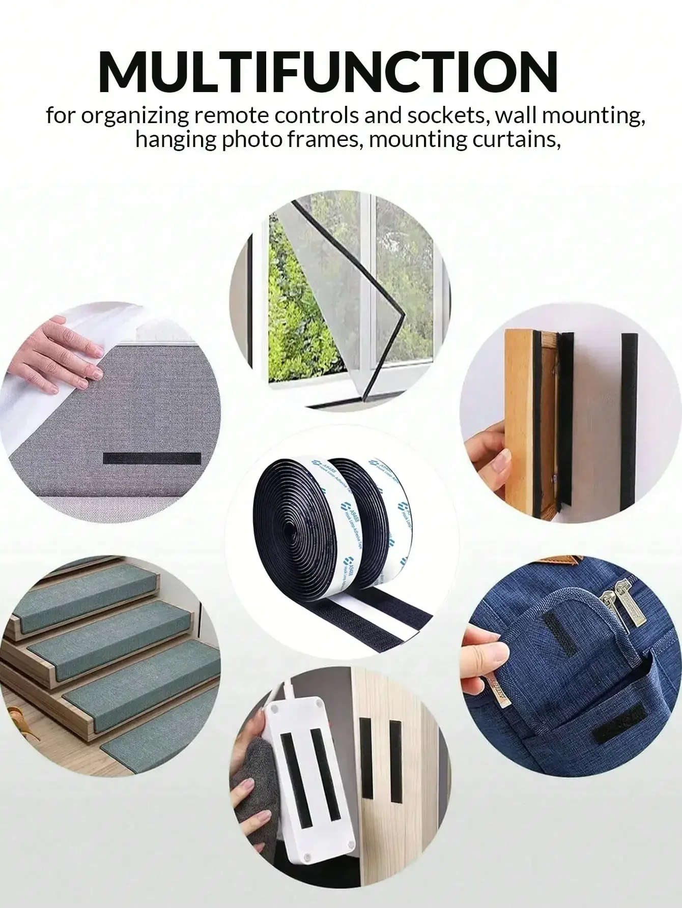 شريط لاصق قوي ذاتي اللصق بخطاف وحلقة لاصق مزدوج الجانب مع شريط لاصق ملصق لاصق فيلكرو