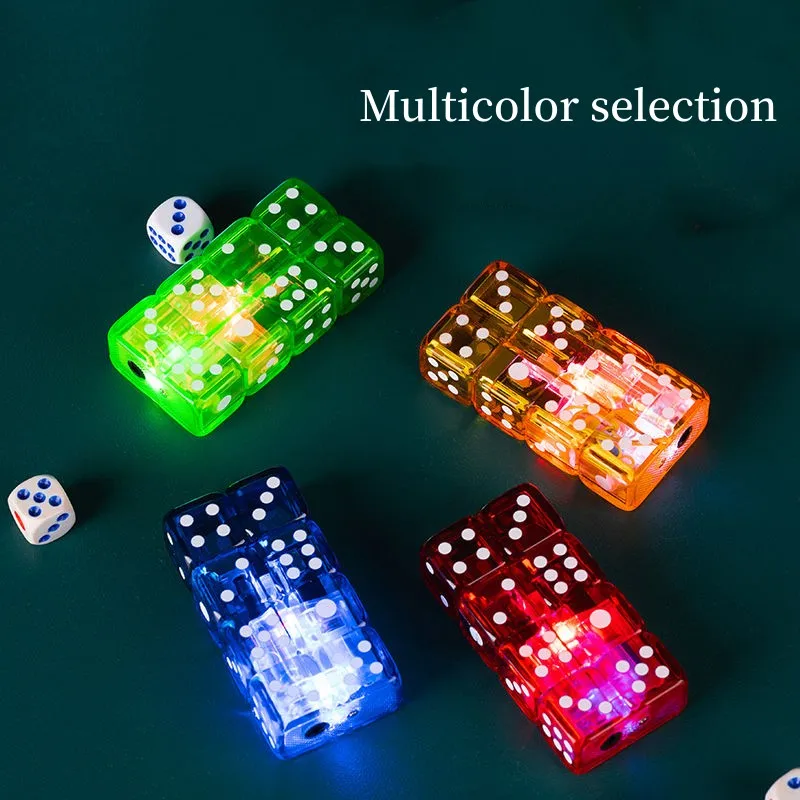 Creative Colorful Lantern Double Row Dice Butane Gas Lighter Transparent Body Windproof Red Flame Smoking Accessories Gadgets