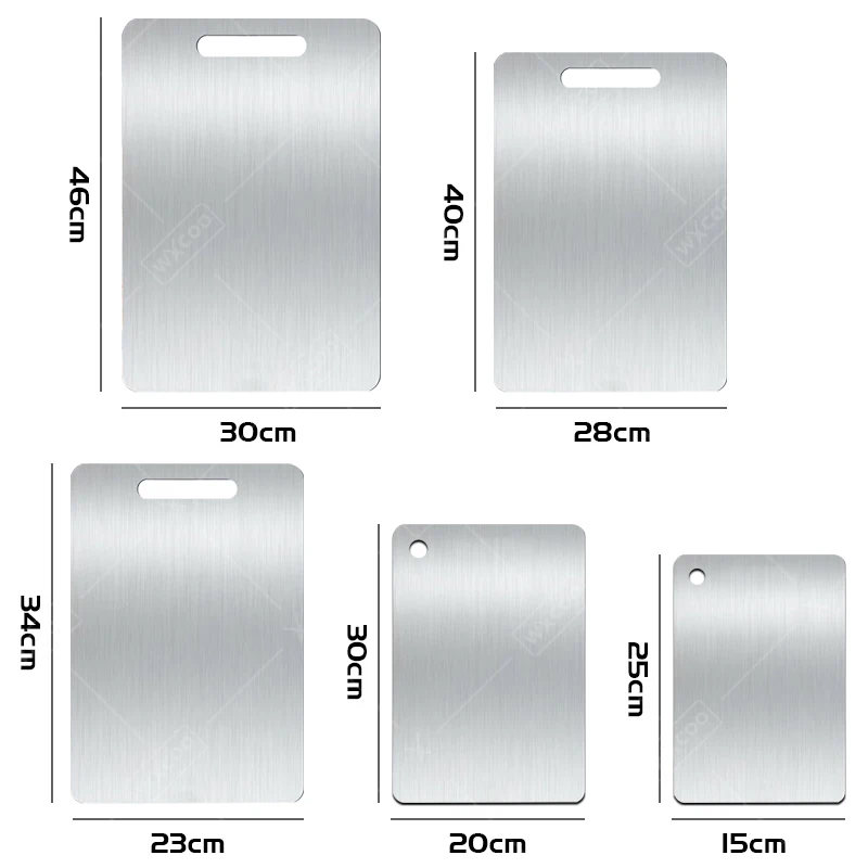 WXCOO Stainless Steel Kitchen Cutting Board Set for Meat Vegetables Cheese Double-Sided Chopping Serving Durable Board