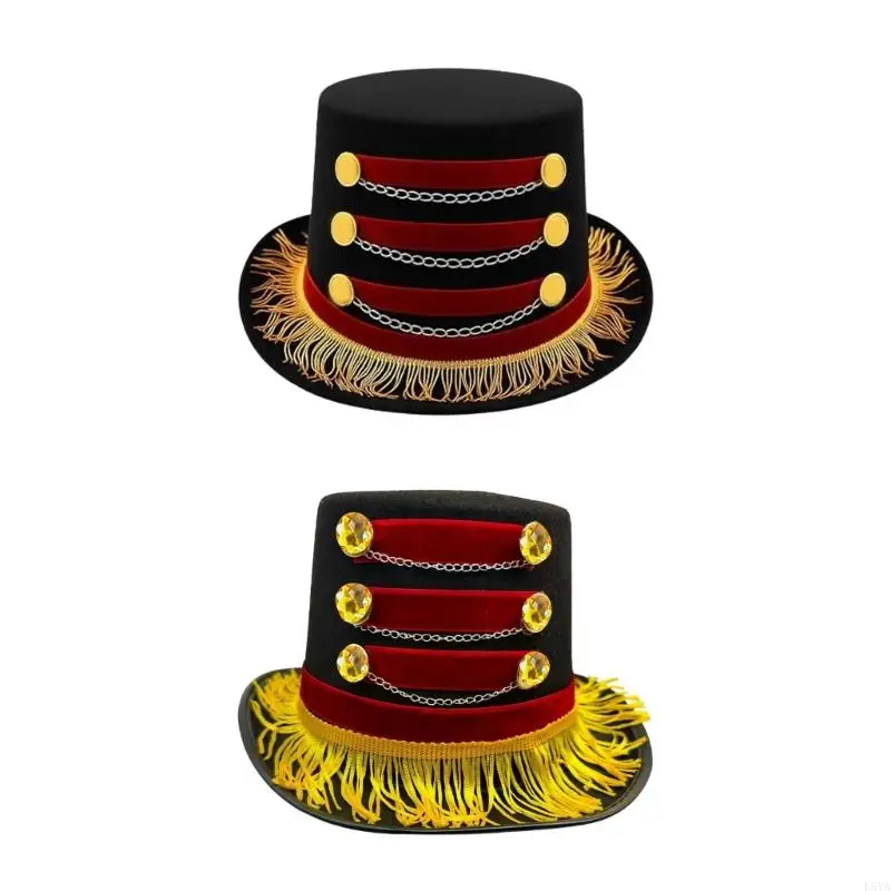 

L5YA Classical Circus Tasseled Magicians Top Hat Vintage Costume Accessory