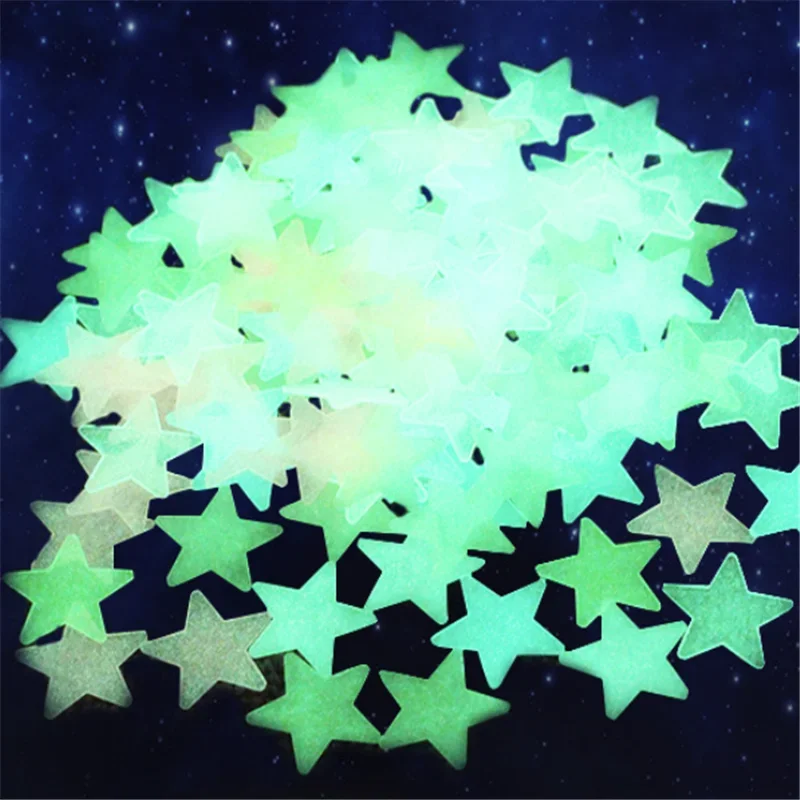 100pcs/bag 3cm Glow in the Dark Toys Luminous Star Stickers Bedroom Sofa Fluorescent Painting Toy PVC Stickers for Kids Room