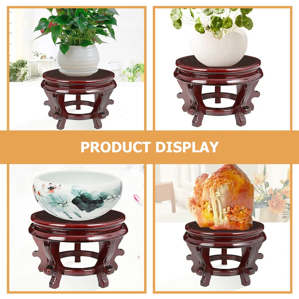 Oriental Vase Stand Vintage Flower Potser Stand Flower Pots Holder Stool Wooden Chinese Flowerpot Base