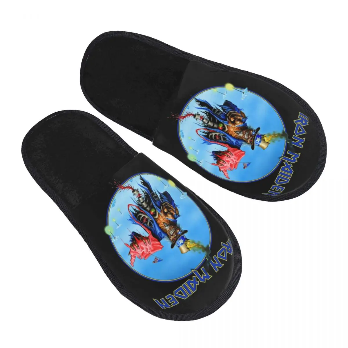 Custom Heavy Metal Maidens Skull Iron House Slippers Women Cozy Memory Foam Slip On Bedroom Slipper Shoes