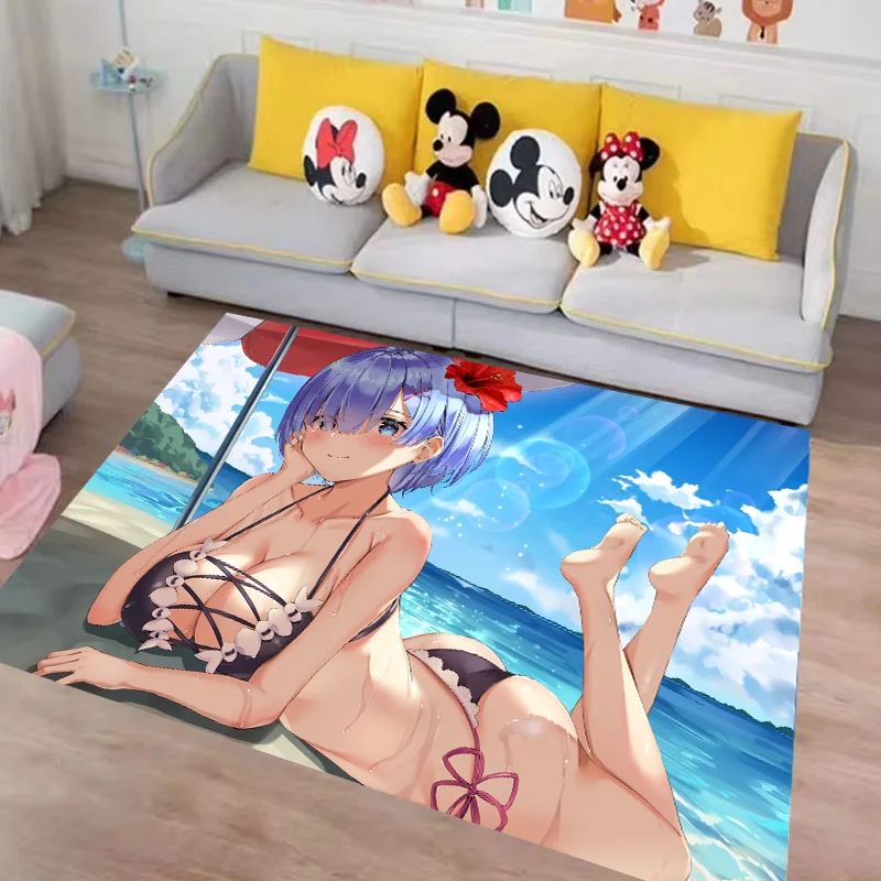 

Anime R-ReZero R-Rem Pattern Carpet for Bedroom Decor Non-slip Home Living Room Sofa Area Rug Hallway Bathroom Kitchen Floor Mat