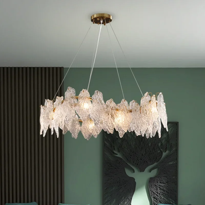 

Modern LED G9 Clear Crystal Ceiling Chandelier Gold Wavy Pendant Light Home Decor Living Dining Room Bedroom Lighting Fixtures