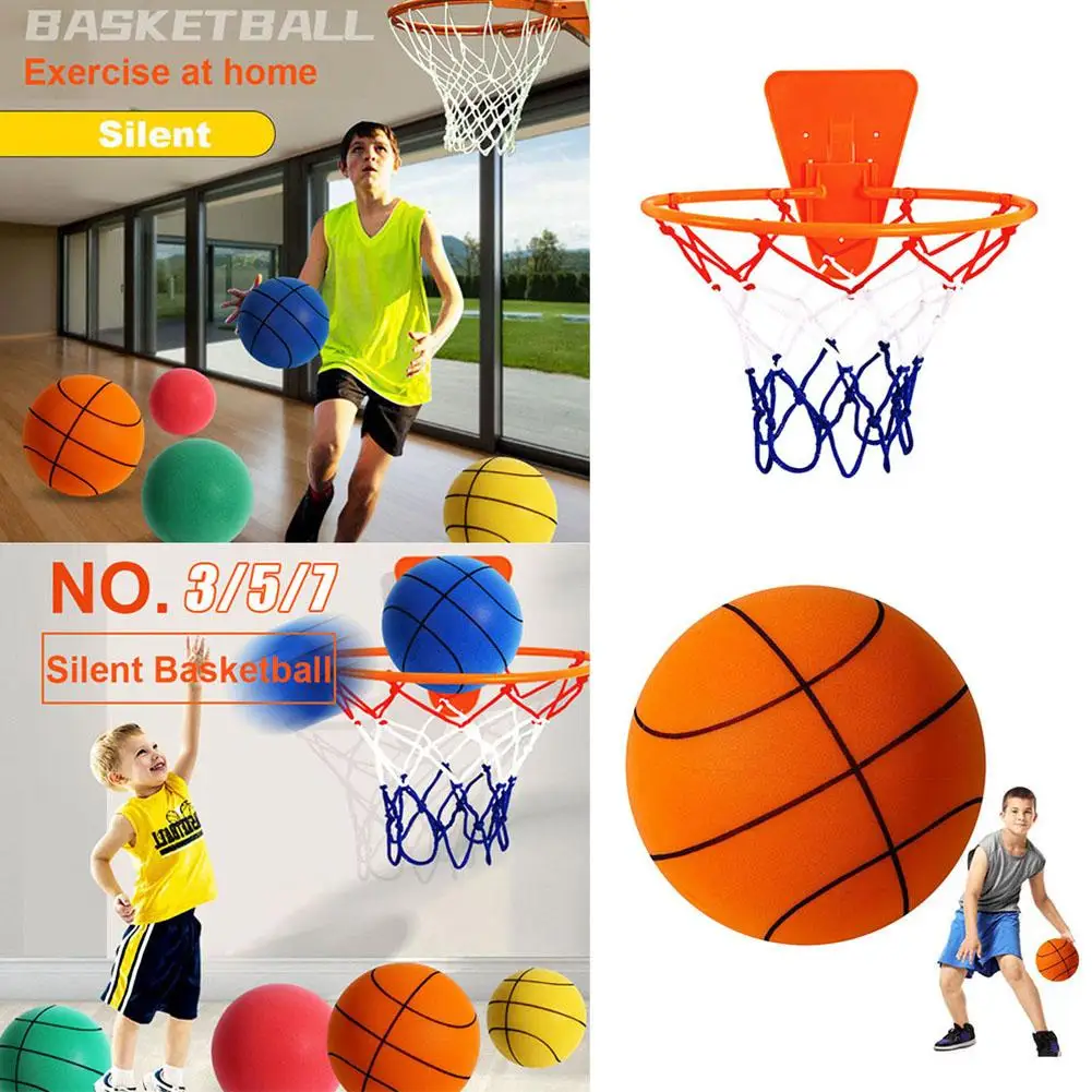 Basquete mudo saltitante para crianças, basquete interno squeezable, bola saltitante silenciosa, bola de espuma de aro, 1-7