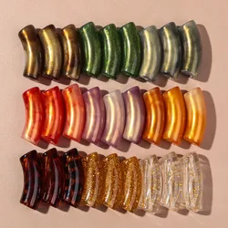 10pcs 11mm Acrylic Bamboo Curved Tube Pearlescent Color Bent Loose Beads for Bracelet Necklace Making DIY Jewelry Accessories