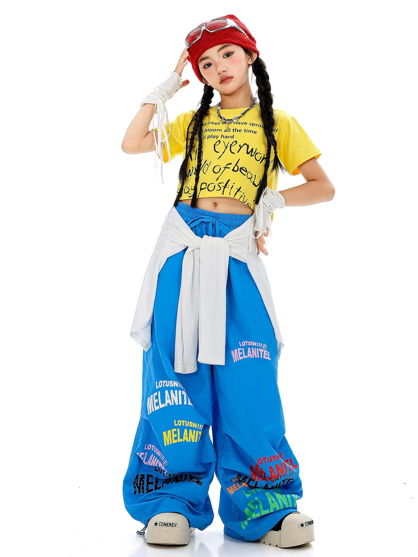 Dopamine Girls Hiphop Group Jazz Dance Performance Clothes Loose Short Sleeve Top Pants Street Dance Costumes Wear DQL11201