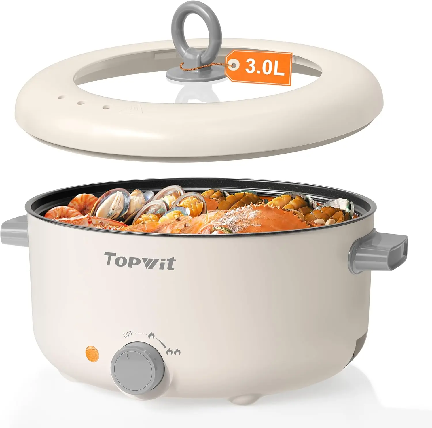 

Electric Pot, 3L Hot Pot Electric, Rapid Noodles Cooker, Non-Stick Frying Pan, Multifunctional Electric Hot Pot for Steak