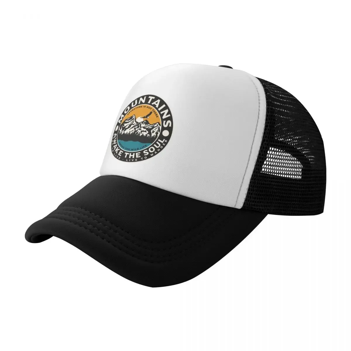 Personalized Mountains Awake The Soul Trucker Hat Men  Adjustable Unisex Adventure Camping Camper Baseball Cap Summer Dad Hat