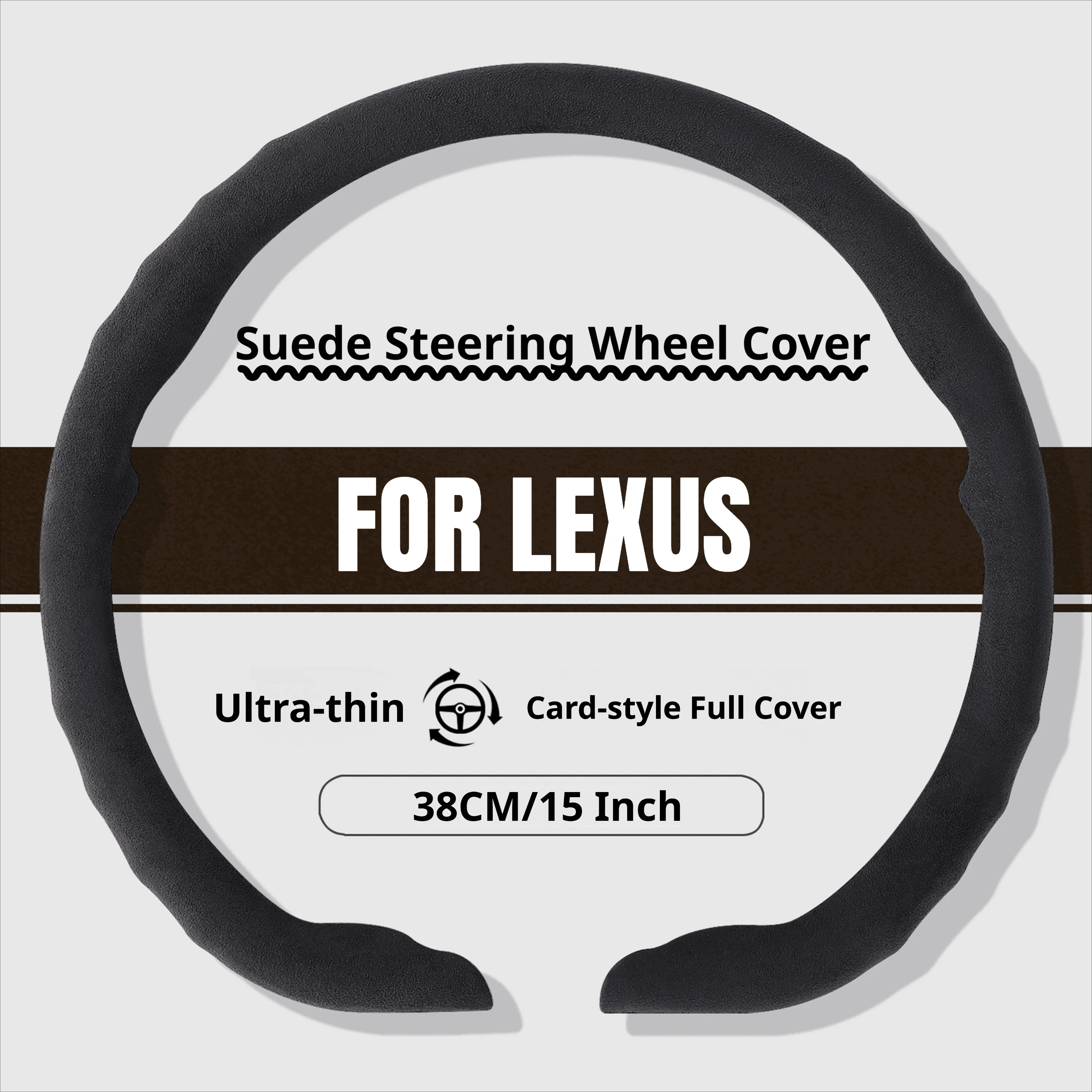 For Lexus Ultra‑Thin Suede Steering Wheel Cover Fit  Is Es RX Es300h Rx Lbx Es350h Rx350 Rx500h Nx350h Nx450h Auto Accessories
