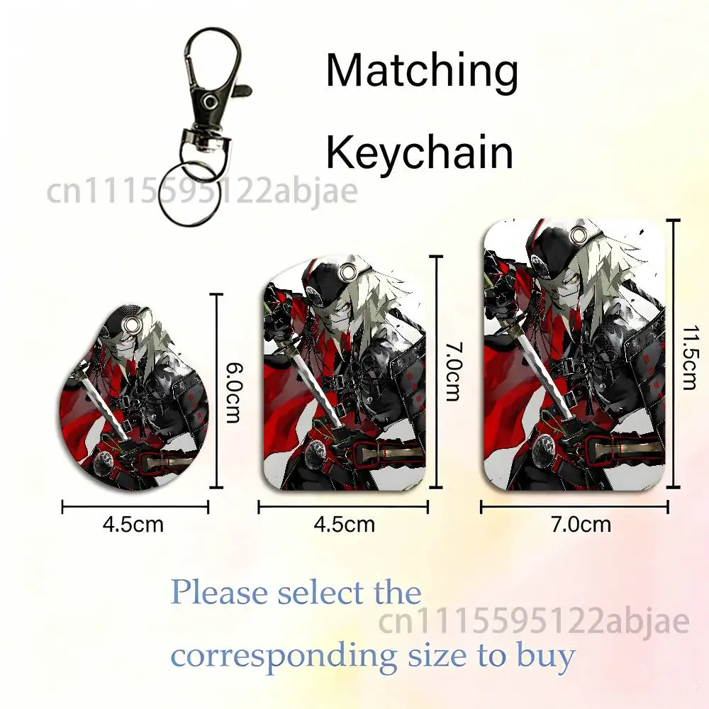 T-Touken Ranbu Rectangle ID Card Case Keychain Access Card Bag Key Tag Ring Leather Card Holder Key Ring