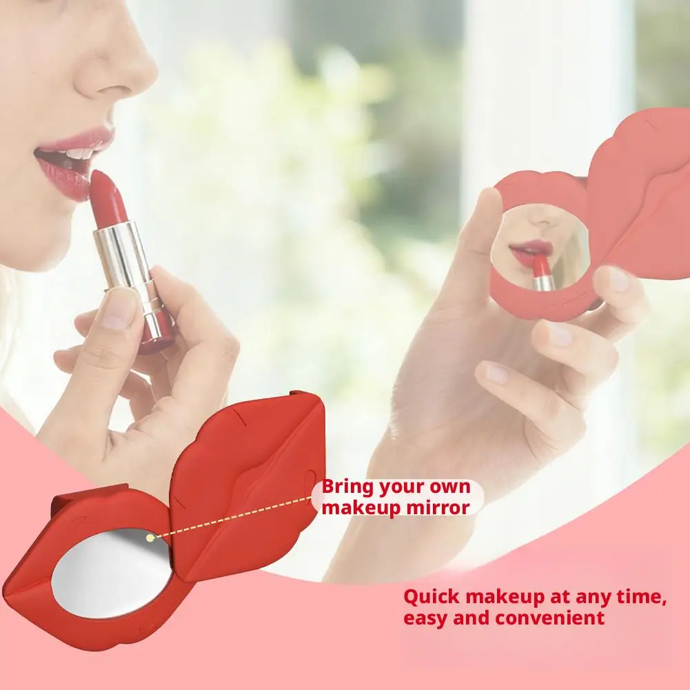 الهاتف المحمول أحمر الشفاه الوقوف مع مرآة ماكياج الشفاه تصميم على شكل الهاتف أحمر الشفاه حامل ملحق مستحضرات التجميل وظيفة عقد M9I7