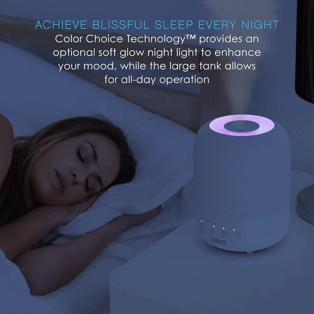 Обогащение? ЧЕЛОВЕК? Увлажнитель воздуха Sense Top Fill — большой резервуар объемом 3 л, датчик влажности с автоматическим режимом, 3 настройки тумана, дополнительный ночник,