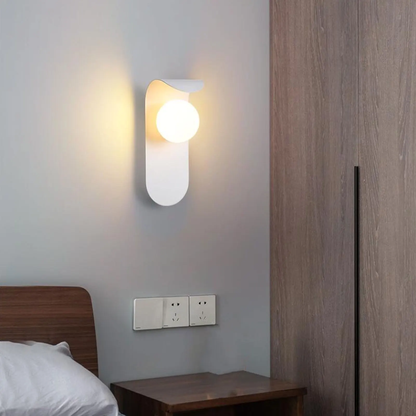 ZK50 Wall Mounted Sconce Light Shade Modern Glass LED Wall Sconce Lamp Housing for Bedroom Living Room Decoration