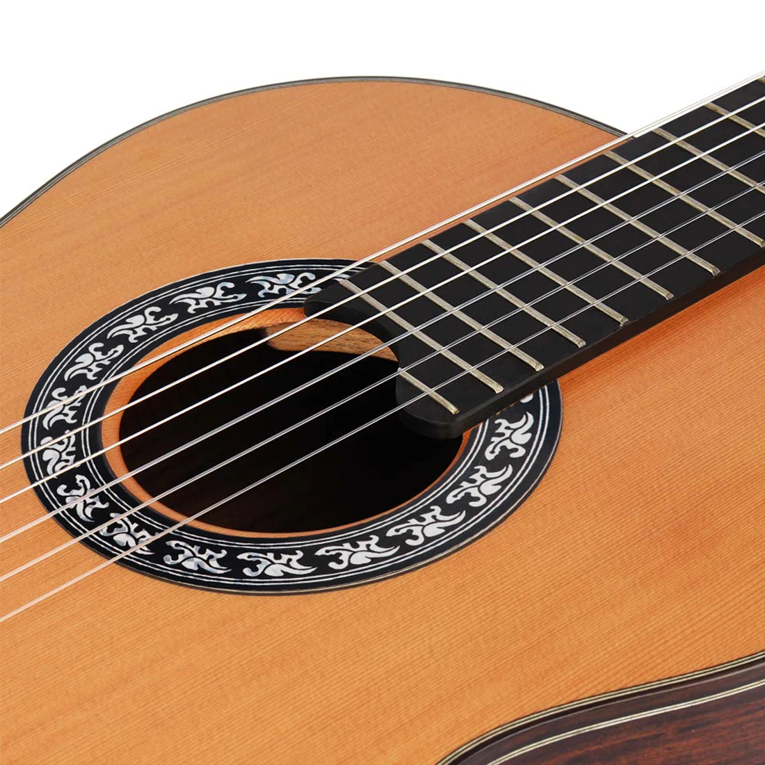 5Pcs Guitar Sound Hole Rose Decal Sticker Black Round For 39 Inch Acoustic Classical Guitar Parts Accessories Musical Instrument